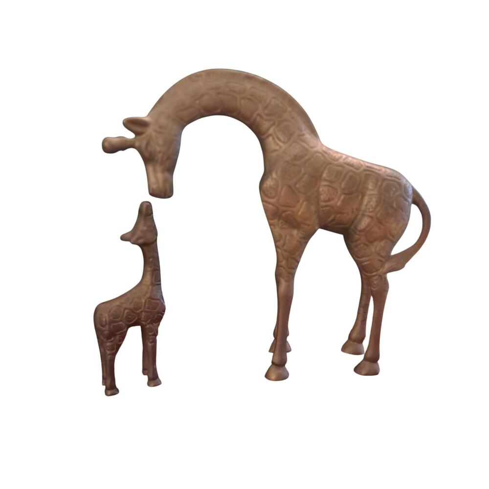 Leonard Silver MFG Co solid brass giraffe mom & Baby set vintage